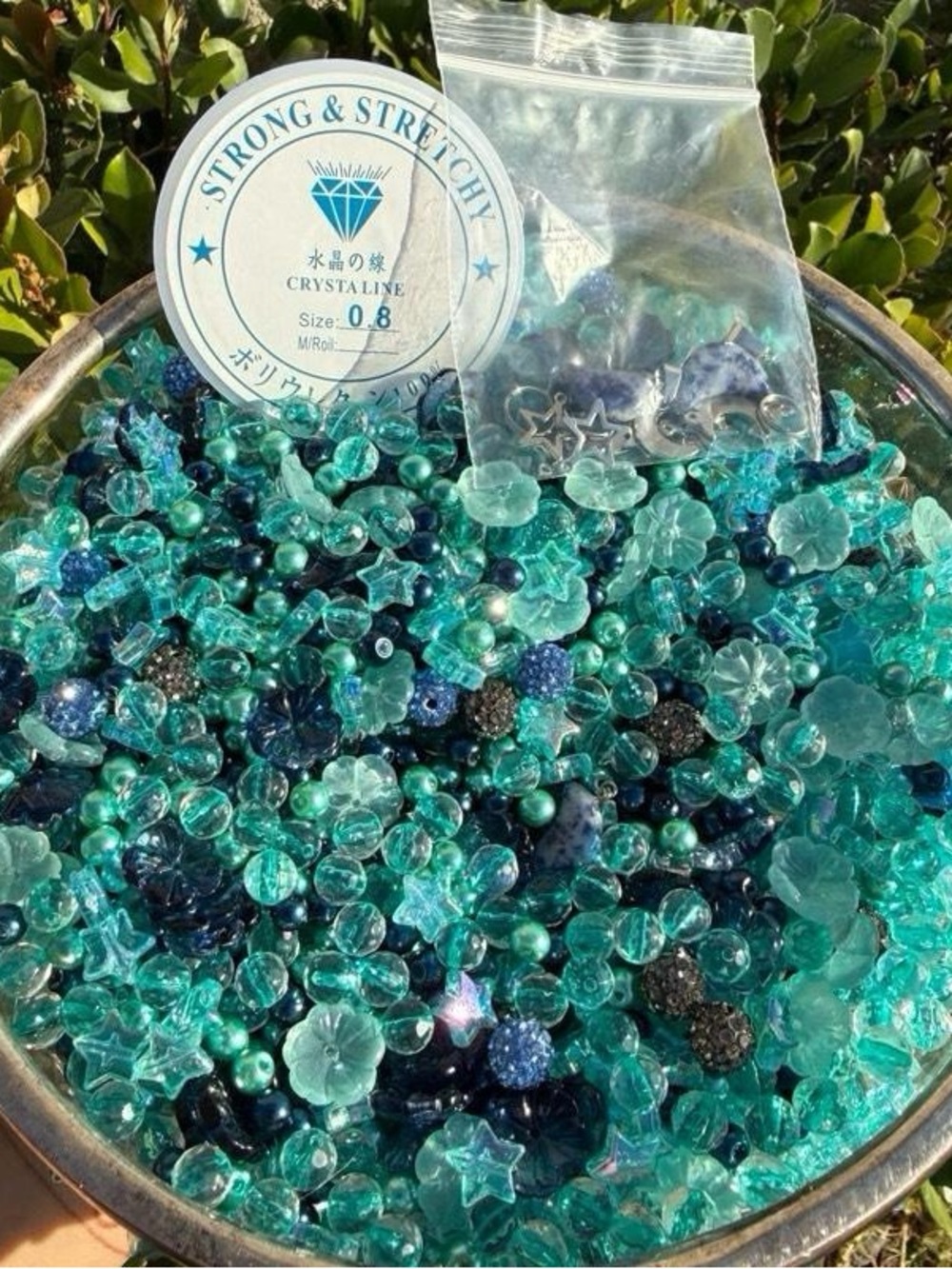 Crystalline Mix Aqua Blue Bead soup mix scoops - Assorted Shapes